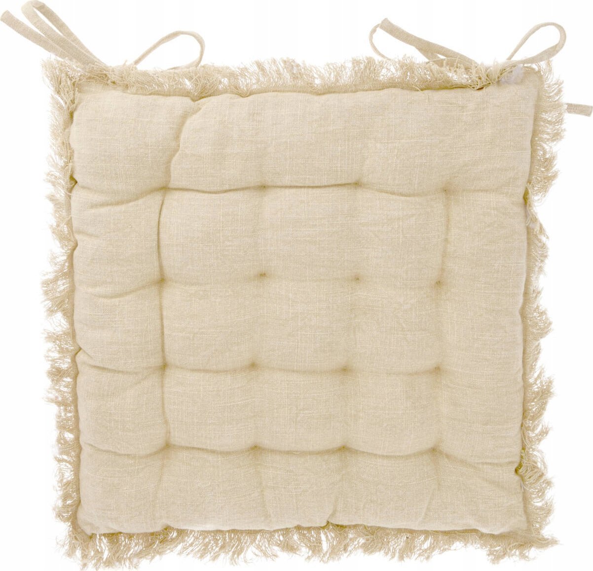 Home Styling Collection Poduszka na krzesło pikowana SIMPLY, bawełna, wiązania, 40 x 40 cm