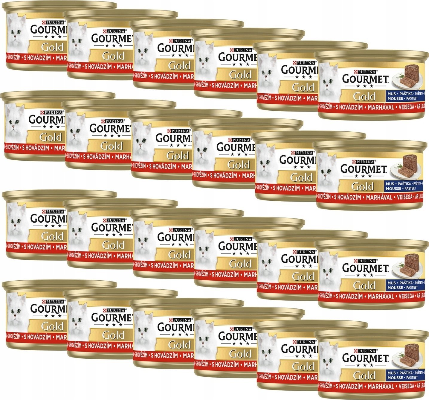 Purina Purina Gourmet Gold Karma dla kotów mus z wołowiną 85 g x 24 sztuk