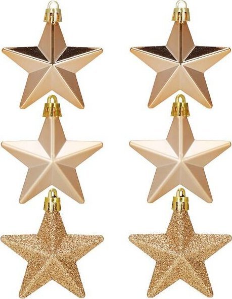Springos Bombki choinkowe 6 szt. gwiazdki ozdoby świąteczne zestaw rose gold UNIWERSALNY