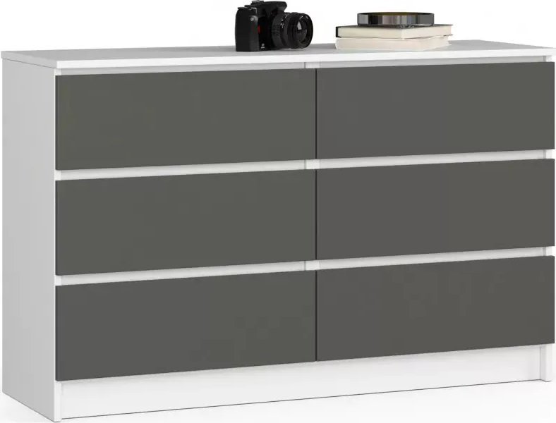 Elior Nowoczesna komoda z szufladami biała + grafit - Mirus 5X
