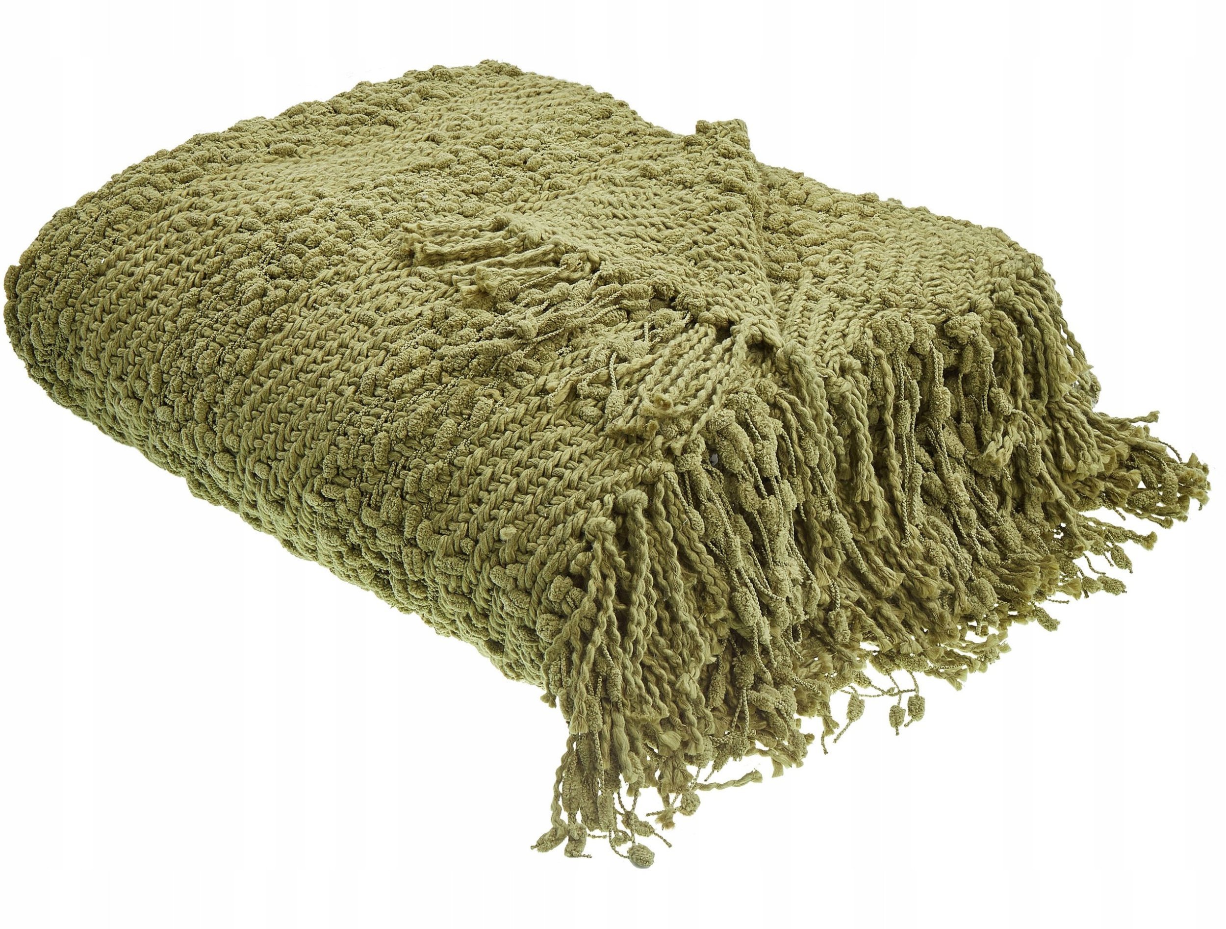 Beliani Koc VELLA Bawełna 220 x 240 cm Oliwkowy