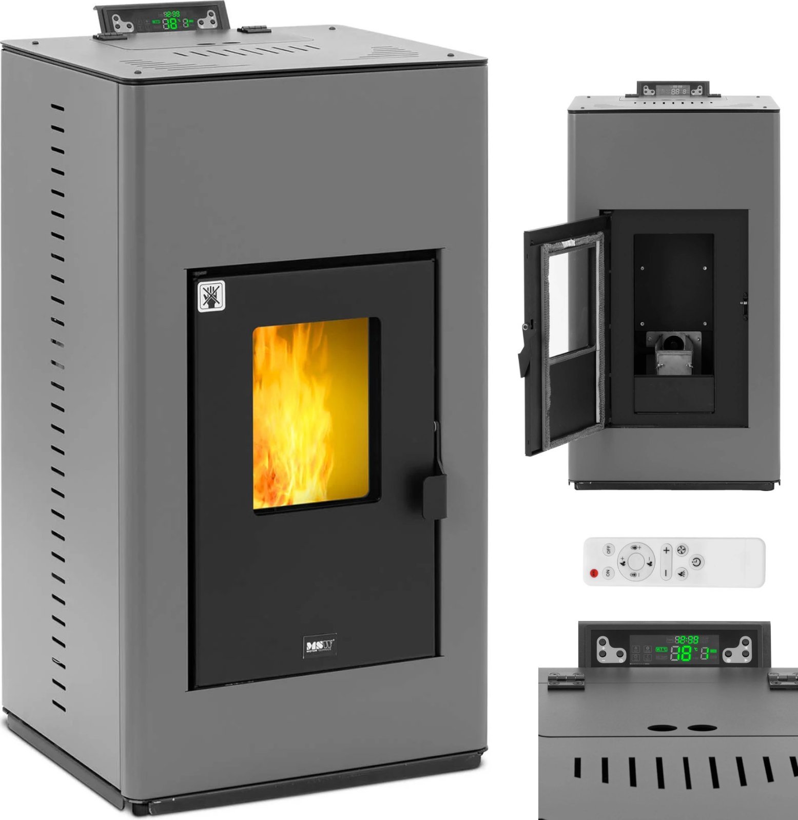 MSW Piec piecyk kominek na pellet z płaszczem wodnym do 380 m3 20000 W Piec piecyk kominek na pellet z płaszczem wodnym do 380 m3 20000 W