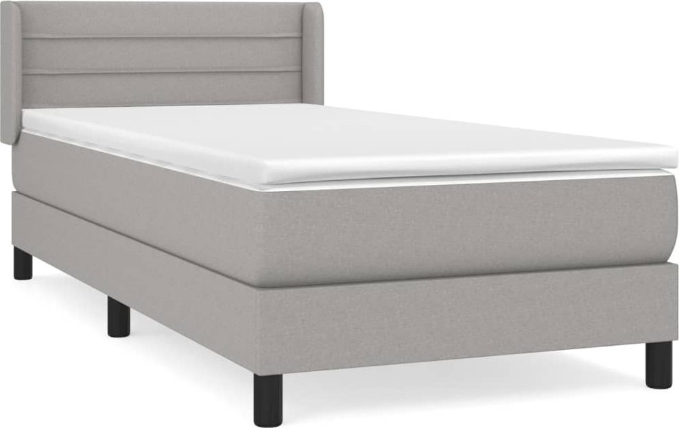 Łóżko Kontynentalne Z Materacem, Jasnoszare, Tkanina, 90X200 Cm