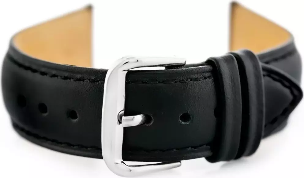 Pasek skórzany do zegarka W94 - czarny - 12mm