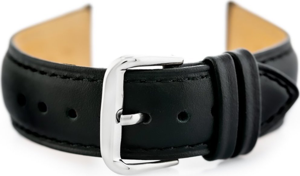 Pasek skórzany do zegarka W94 - czarny - 12mm