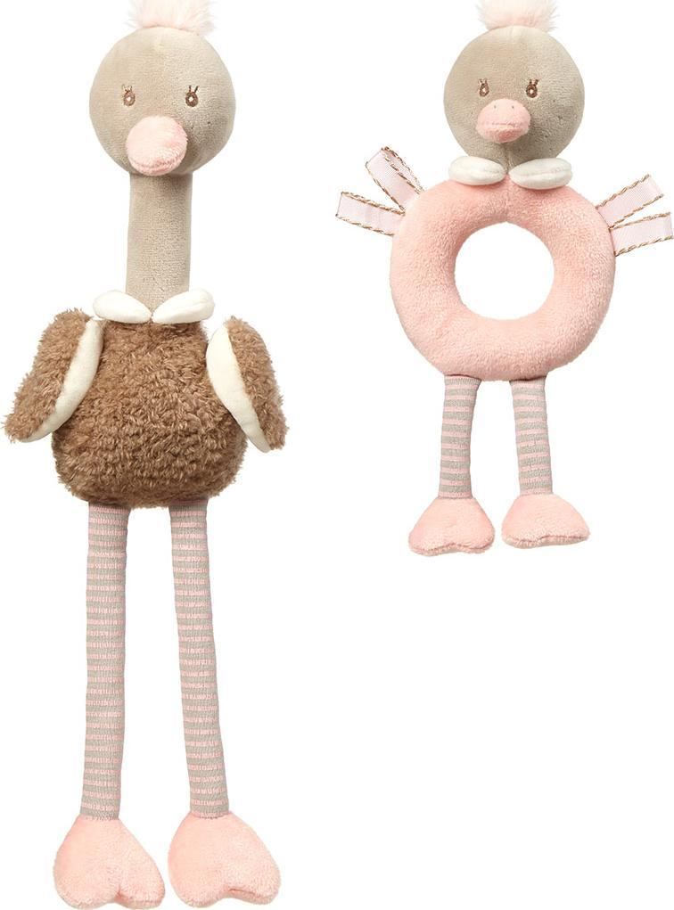 BabyOno BABY ONO 1446-ZESTAW ZABAWEK EDUKACYJNYC H-PRZYTULANKA I GRZECHOTKA OSTRICH McKNOX FAMILY