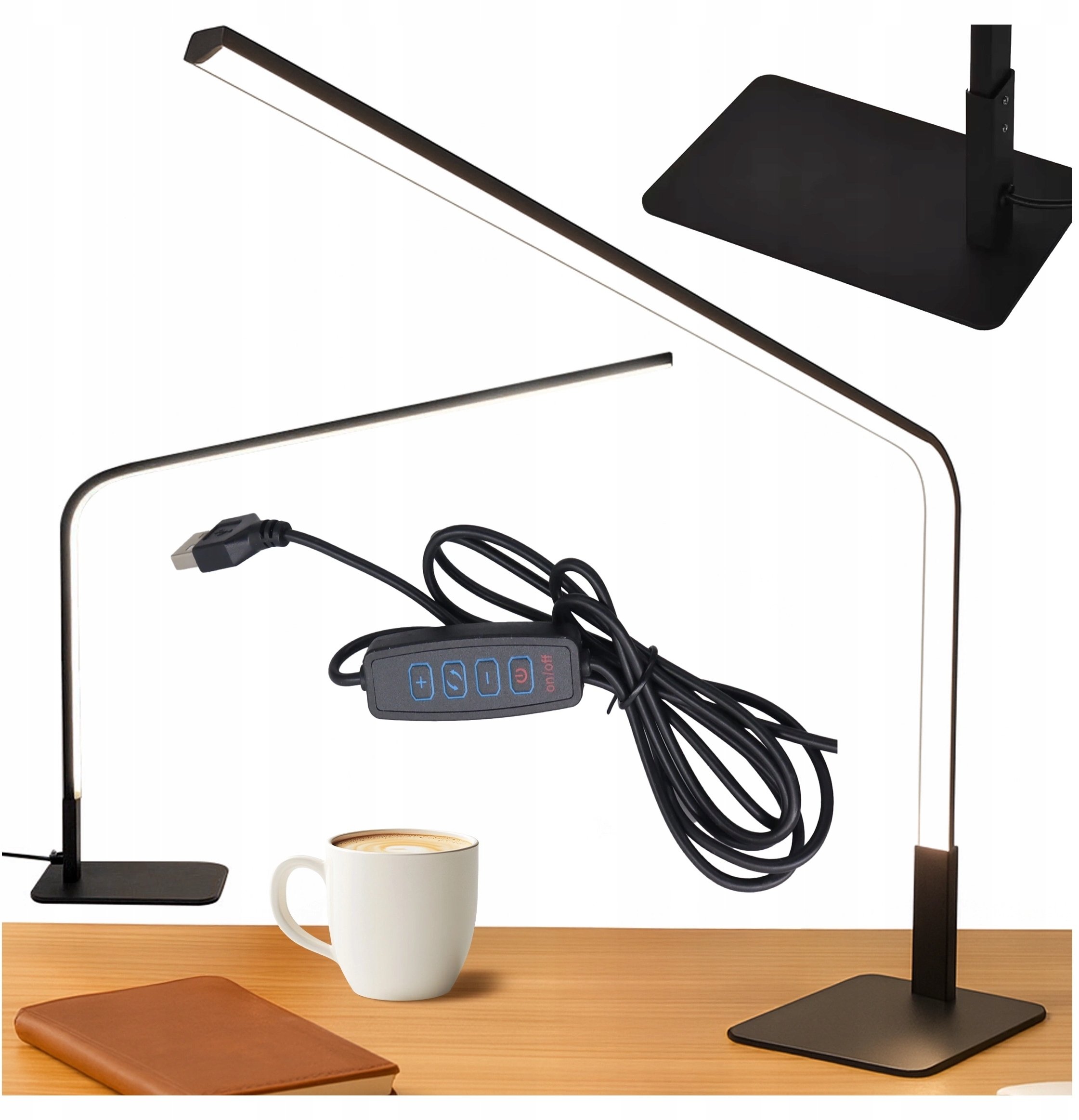 Lampka biurkowa nocna LED długie oświetlenie - trzy tryby barwy, regulacja jasności, lampa na biurko, do czytania i pracy domowe