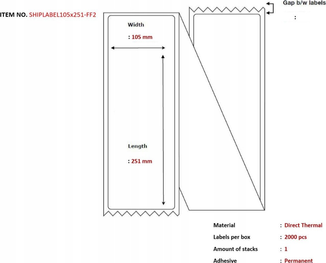 Capture Capture SHIPLABEL105X251-FF2 etykiet do nadruku