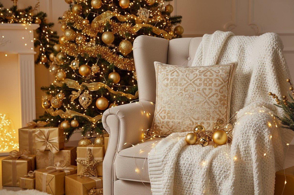 Poszewka dekoracyjna 45x45 cm Złoty ornament