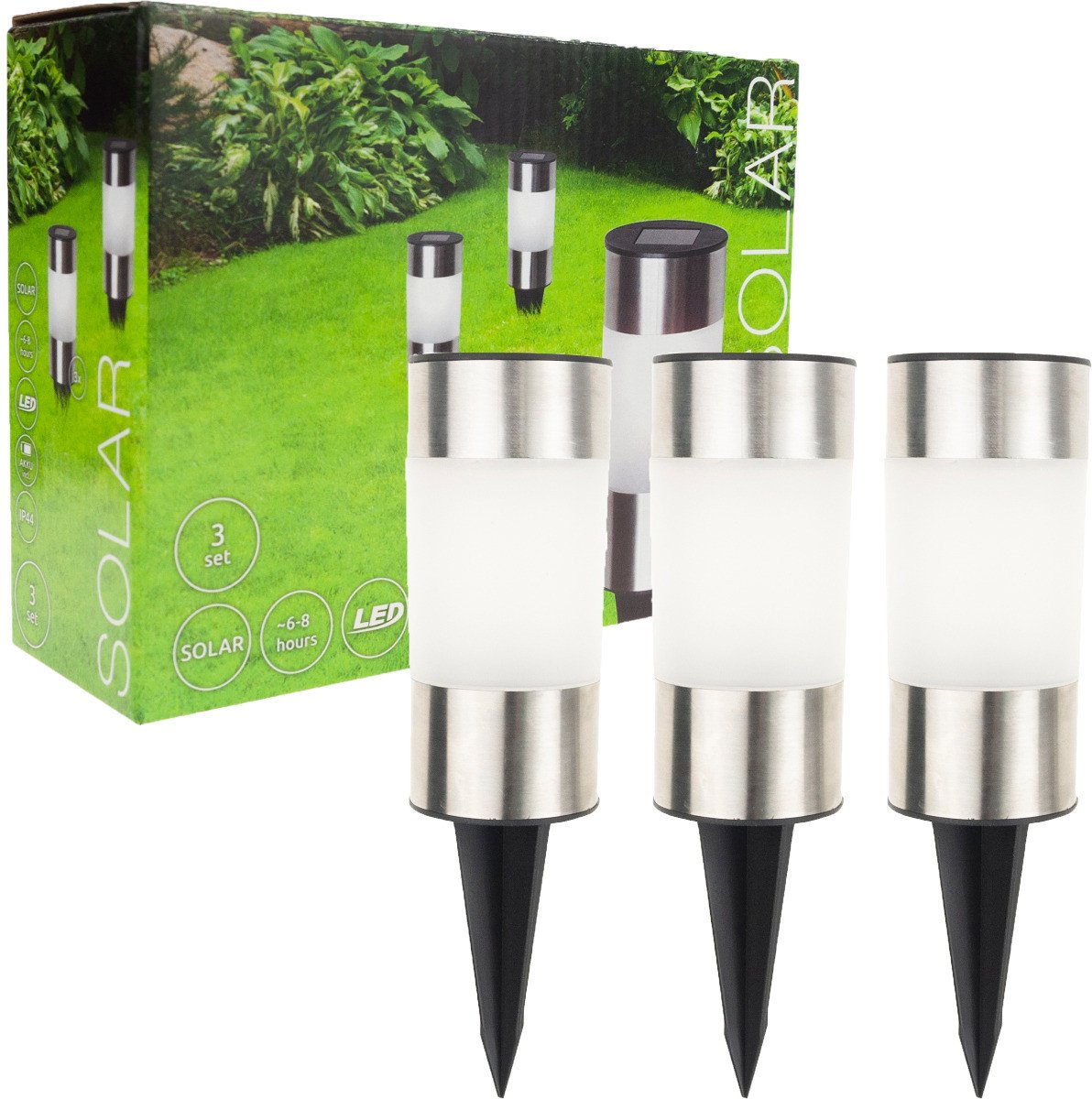 Globo TG71391 LAMPA OGRODOWA 3SZT./KPL LED INOX GRUNTOWA WBIJANA SŁUPEK SOLAR