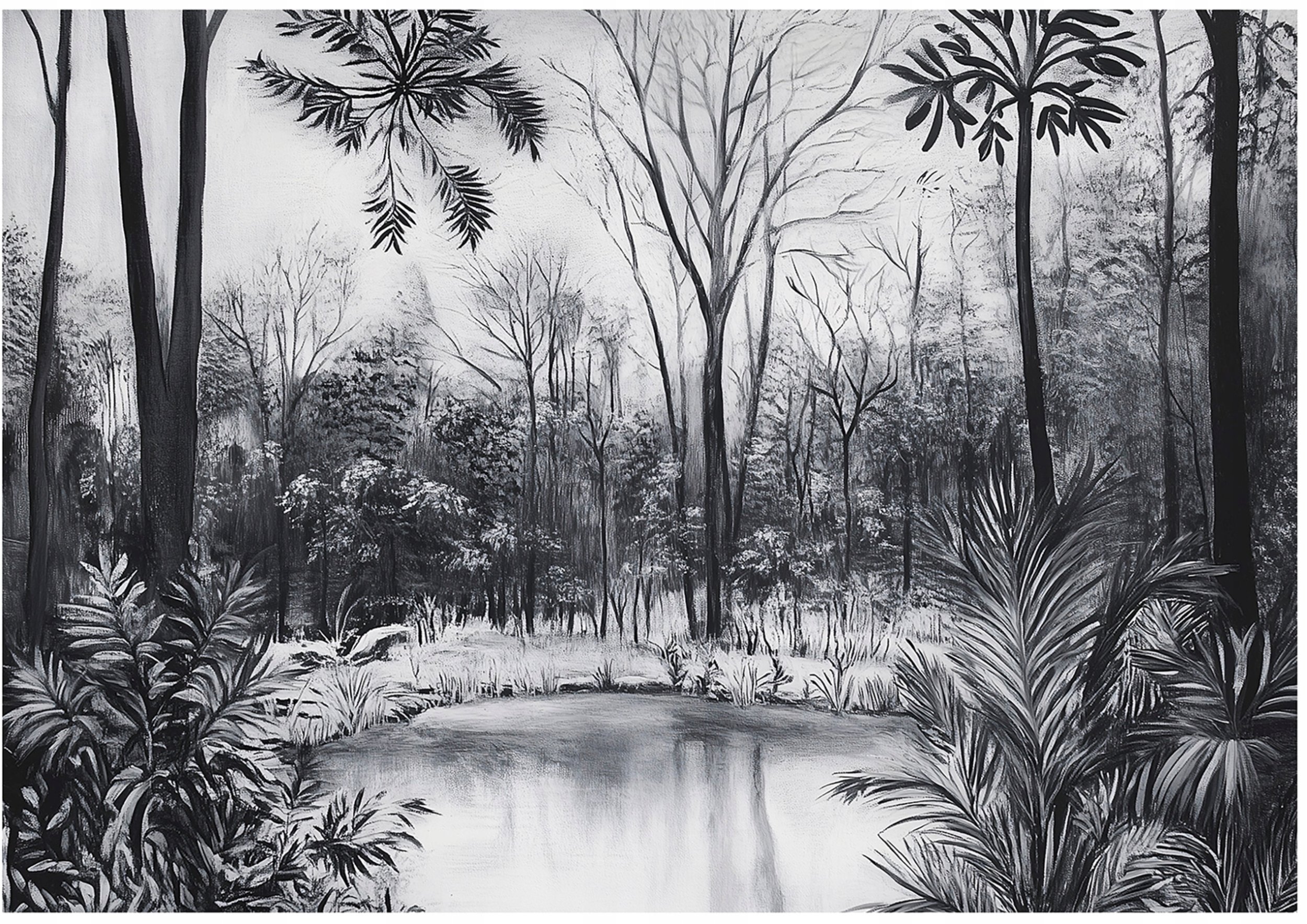 Fototapeta Las Czarno Biały Natura Sypialnia Salon Tapeta Flizelina 250X175