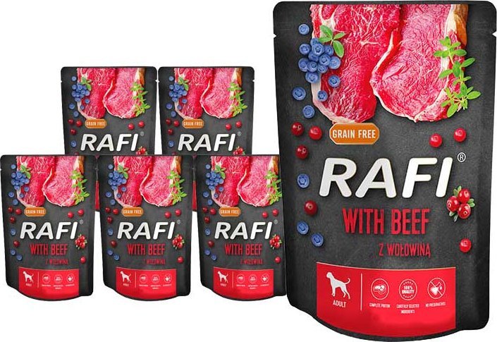 Mokra karma dla psa Rafi z wołowiną zestaw 10 x 300 g