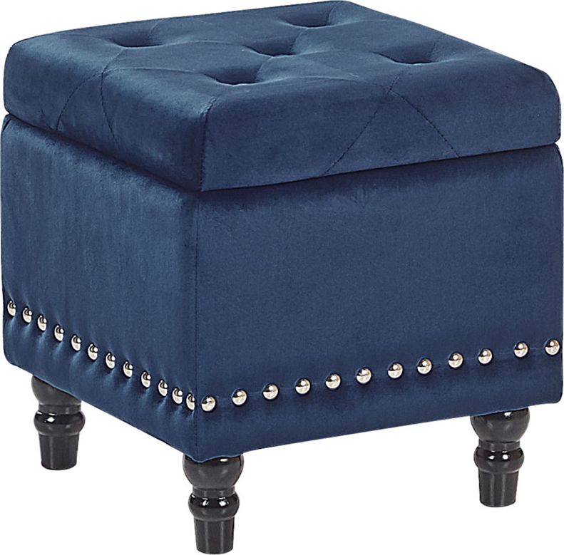 Beliani Puf ze schowkiem welurowy ciemnoniebieski LORETTO