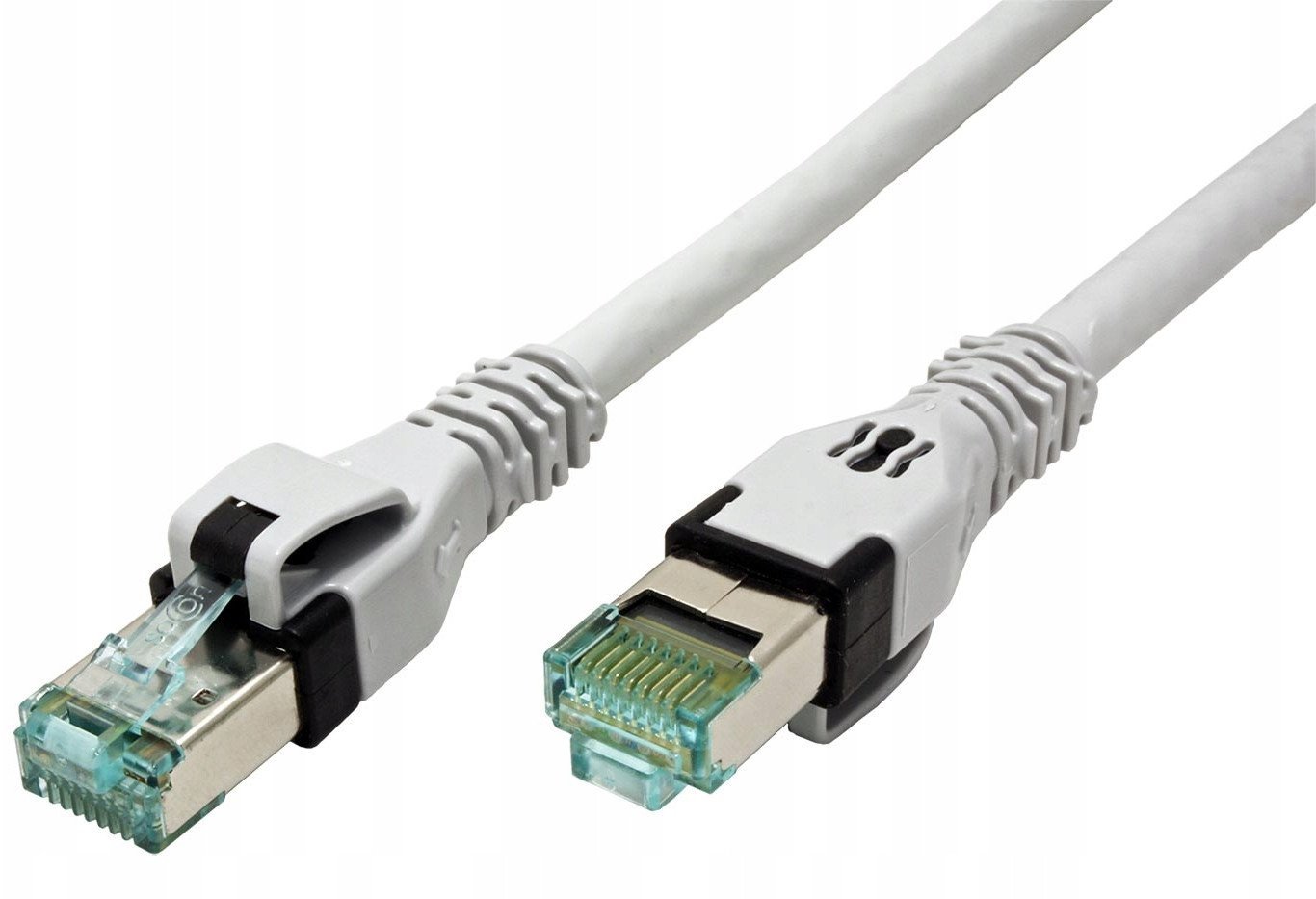 EasyLan DualBoot® PushPull Patch Cable Cat.6A (Class EA), S/FTP, RJ45 / RJ45, szary, 10 m