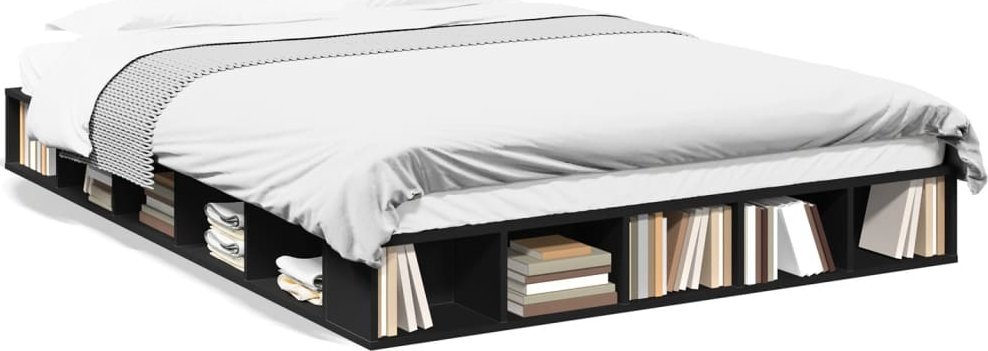 vidaXL Rama łóżka, czarna, 140x200 cm, materiał drewnopochodny