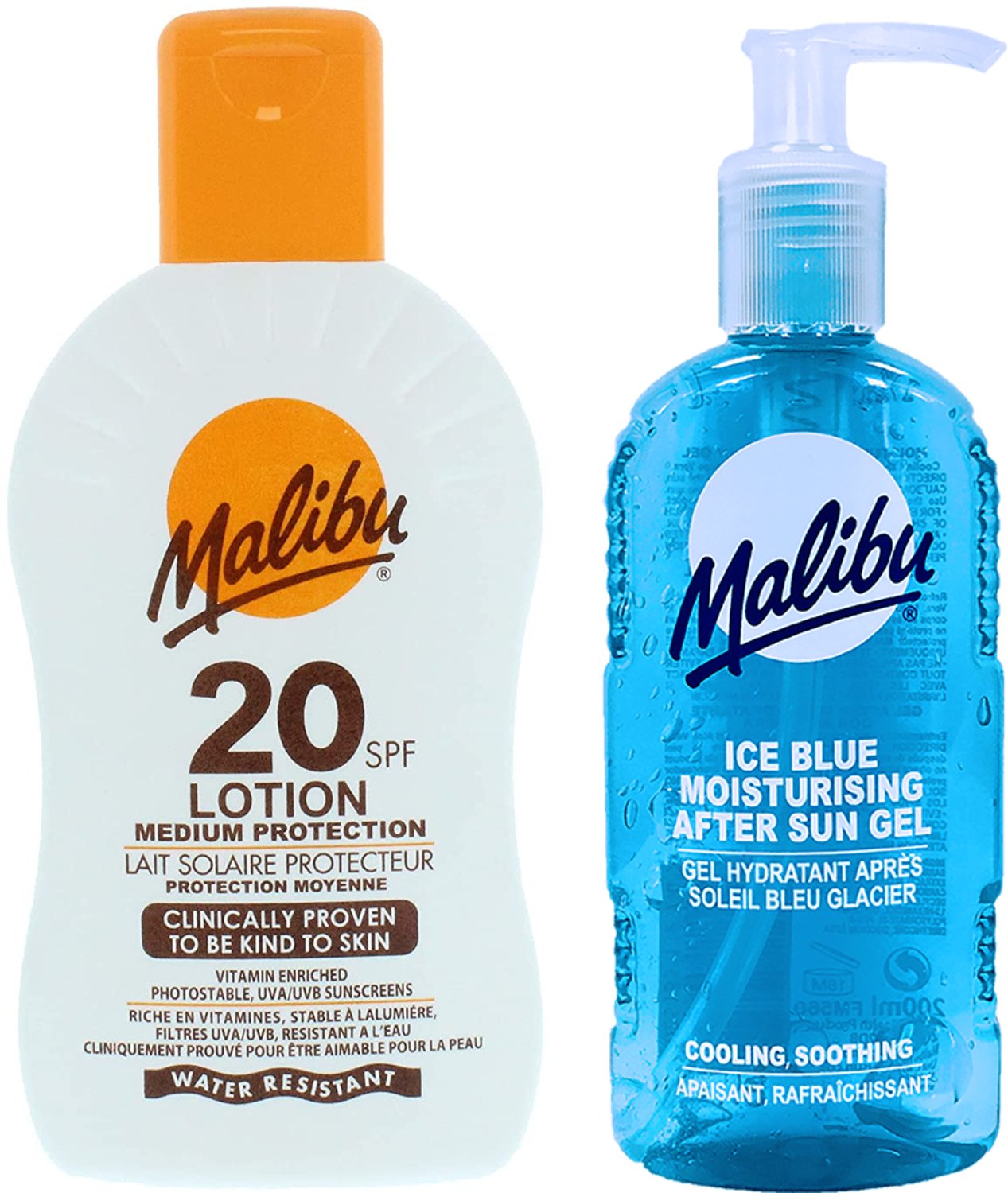 Malibu Wodoodporny Balsam SPF20 200ml + Żel Po Opalaniu 200ml