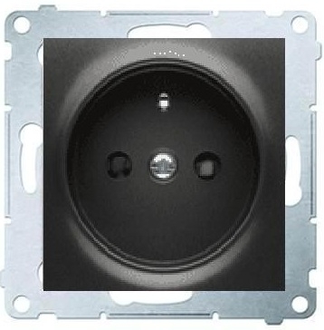 Kontakt-Simon Gniazdo pojedyncze SIMON54 z/u 16A IP20 z przesłoną torów antracyt - DGZ1CZ.01/48