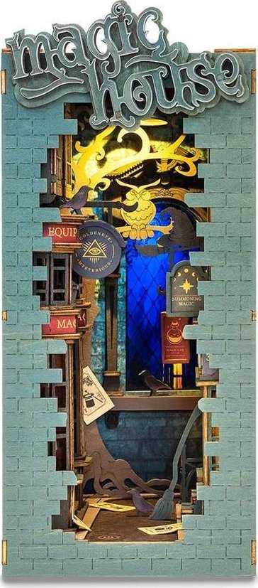 ROBOTIME Składany Drewniany Model 3D LED - Book Nook Magiczny Dom