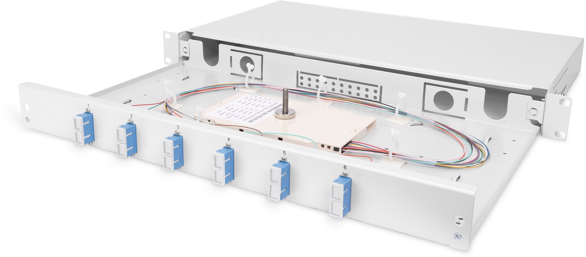 DIGITUS LWL Spleißbox 1HE bestückt 6x SC DX OS2 grau