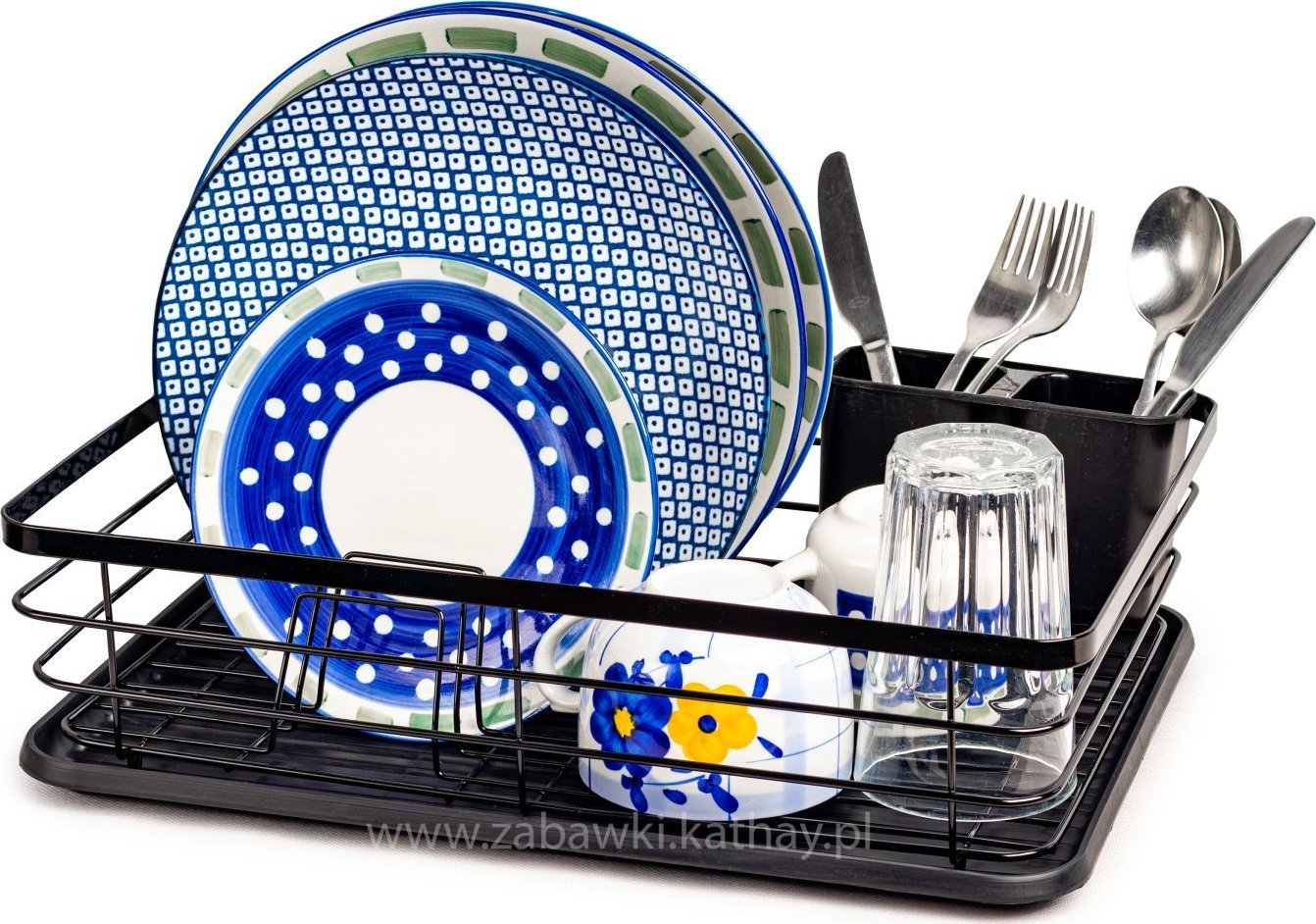 Jednopoziomowa suszarka ociekacz z tacką czarna