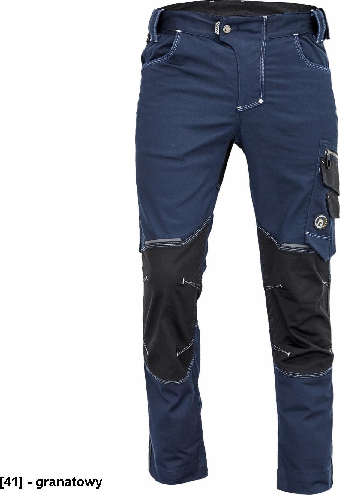 CERVA NEURUM CLASSIC spodnie - męskie spodnie robocze, 6 kieszeni, elastyczny materiał Trifibetex, odblaski - granatowy 60