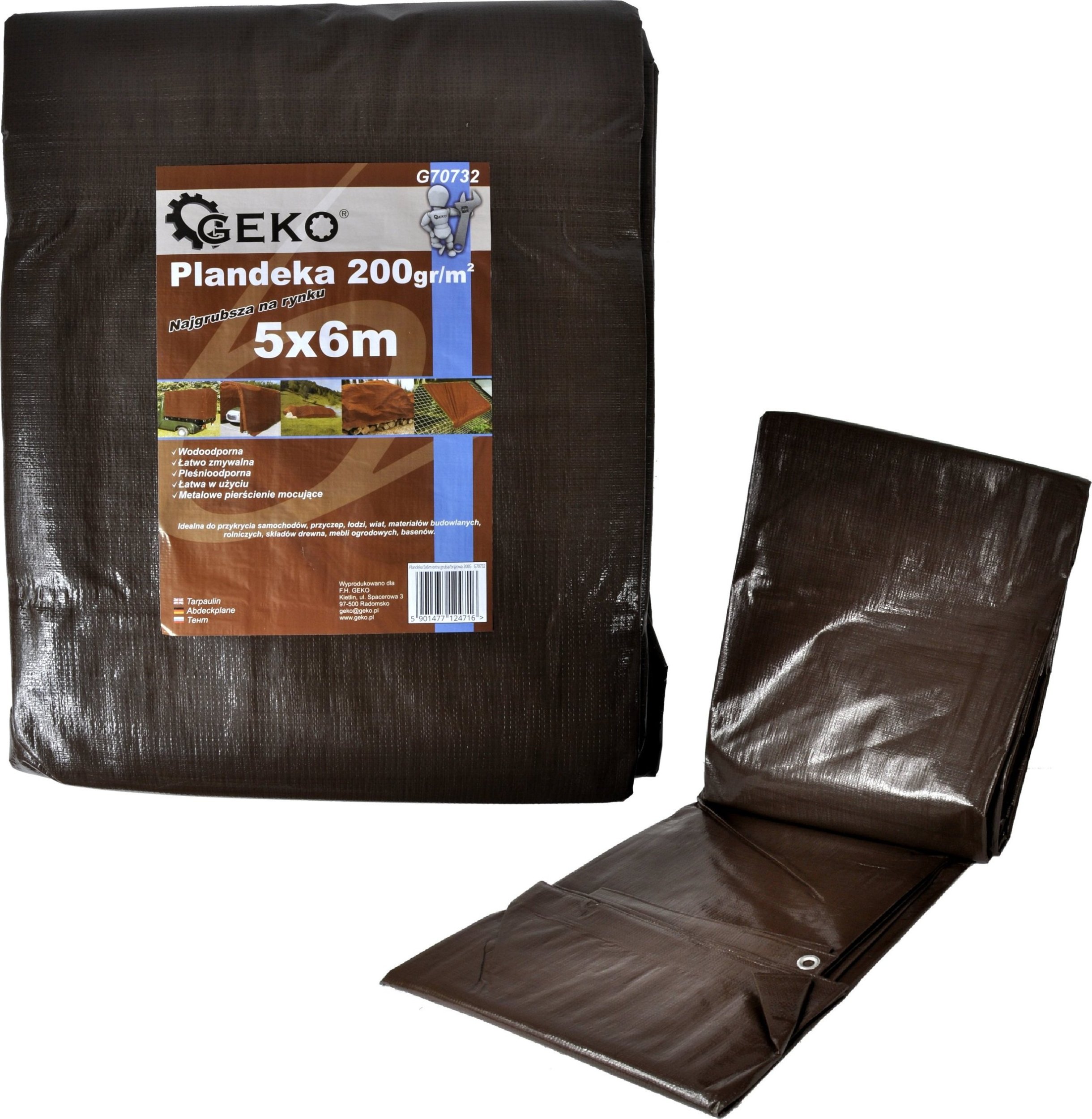 Geko Plandeka extra gruba/brązowa 200g 2x3m