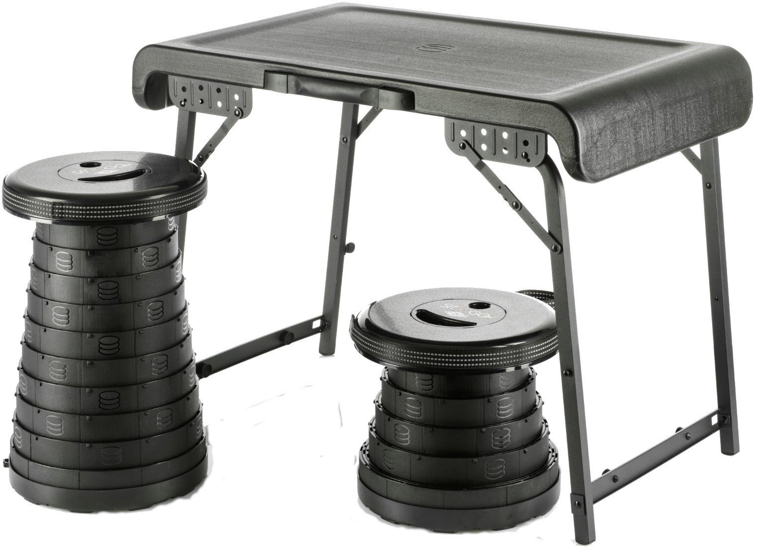 WEDO Camping Set 1 Tisch und 2 Teleskophocker NXT schwarz