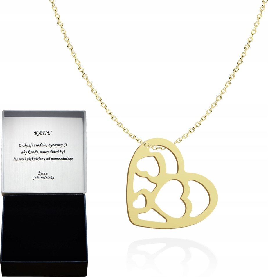 Radziszewska Jewellery Naszyjnik Złoty Serce Ażurowe 925 Łańcuszek Prezent na Dzień Matki