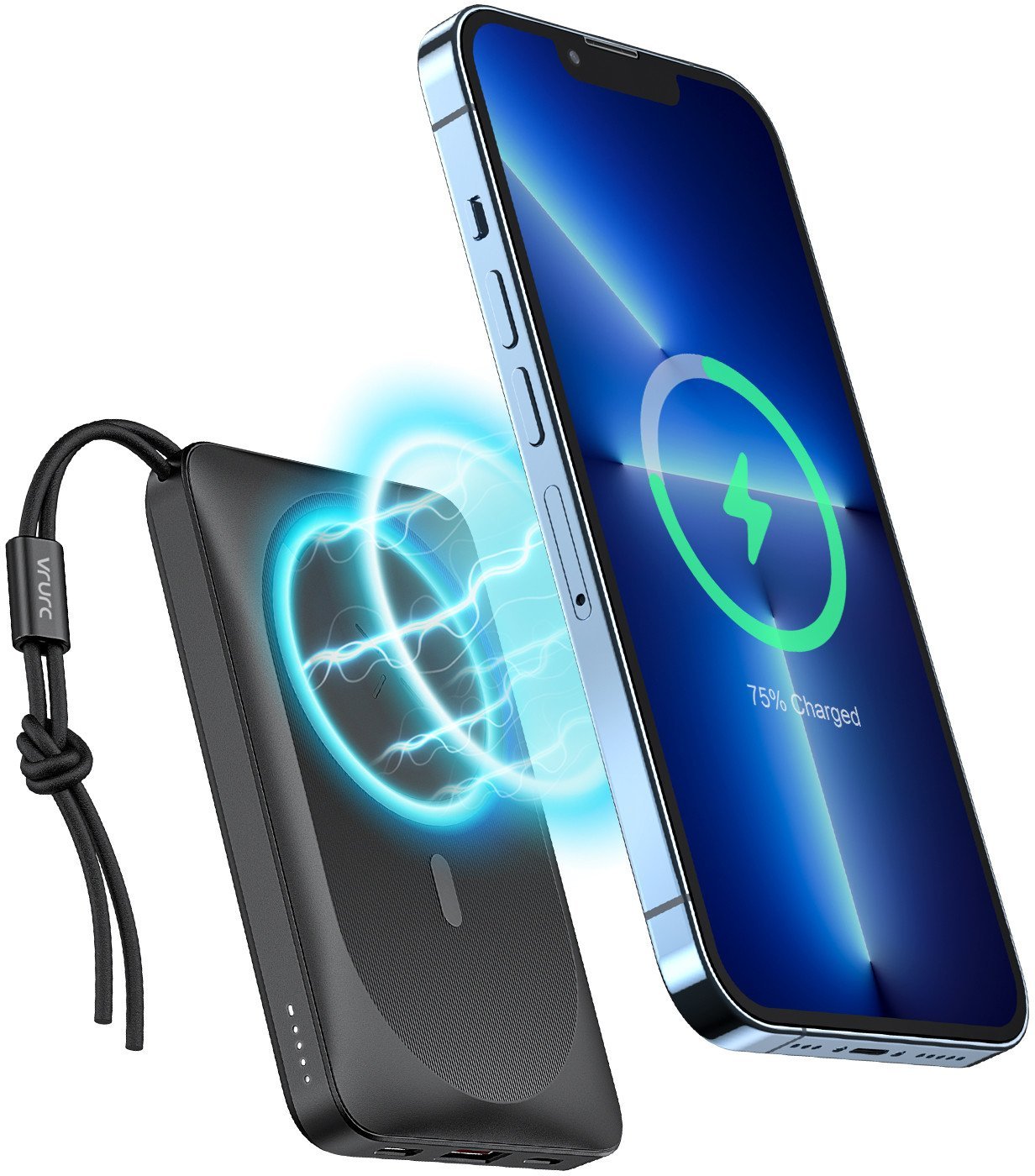 VEGER powerbank 10000 mAh z ładowaniem indukcyjnym kompatybilny z MagSafe PD QC3.0 2A 20W MagOn (VP1151 / W1151) czarny