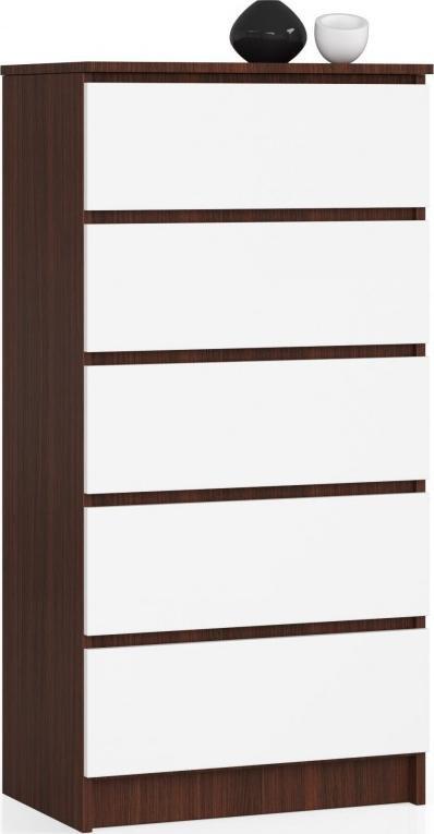 Fabryka Mebli Akord KOMODA K 60 cm 5 SZUFLAD WENGE / BIAŁA