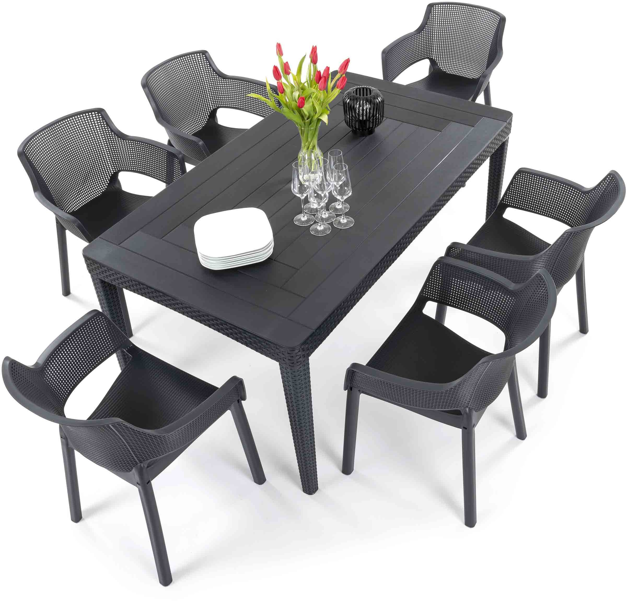 Zestaw mebli ogrodowych ELISA/GIRONA 6+1 dla 6 osób grafitowy