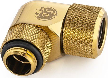 BitsPower Bitspower Advanced Multi-Link Adapter Anschluss 90 Grad G1/4 Zoll AG auf 12mm AD Hardtube - drehbar, Messing