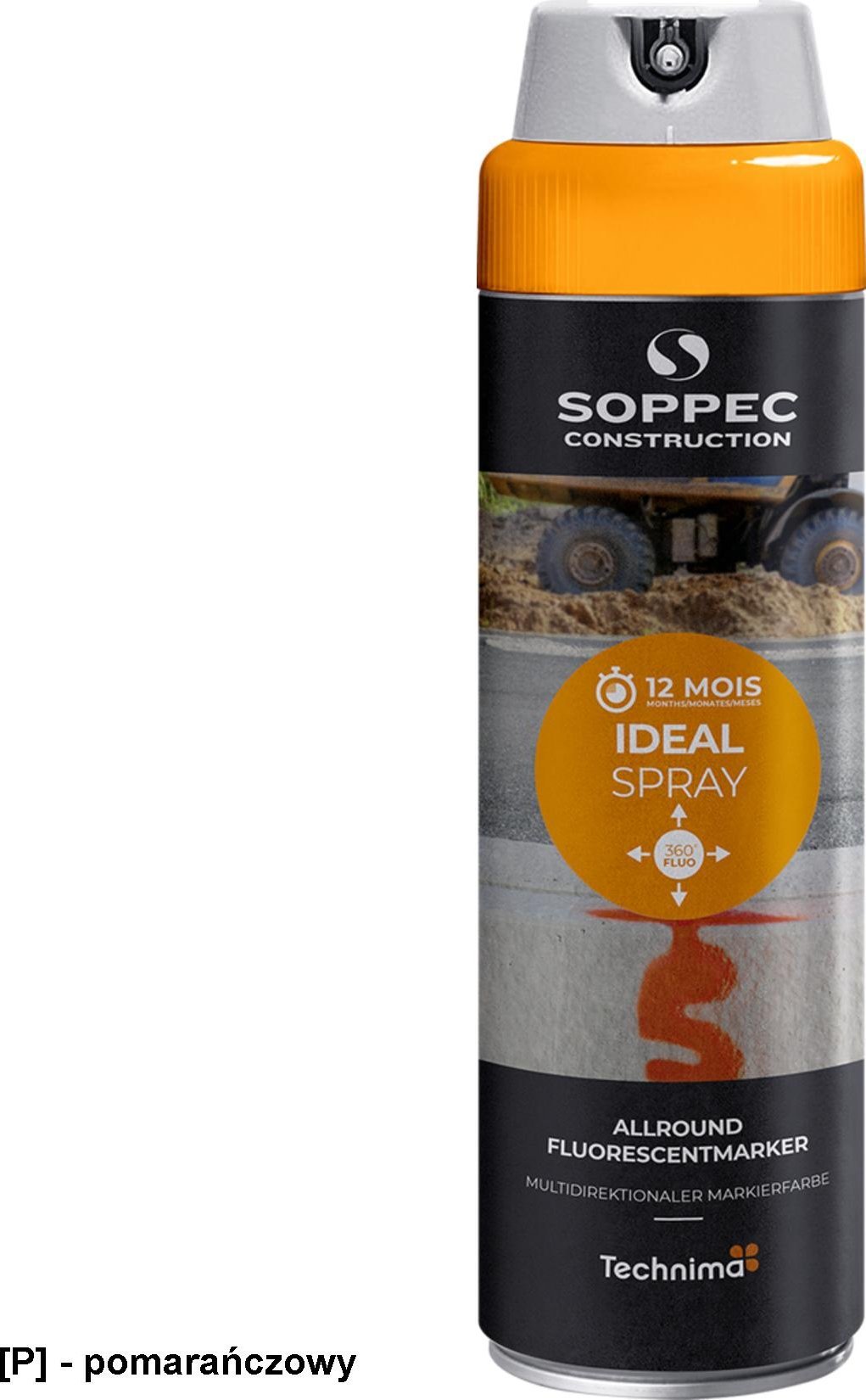 Soppec FAIDEALS - Fluorescencyjna farba do znakowania, wielokierunkowa (360 stopni) - pomarańczowy