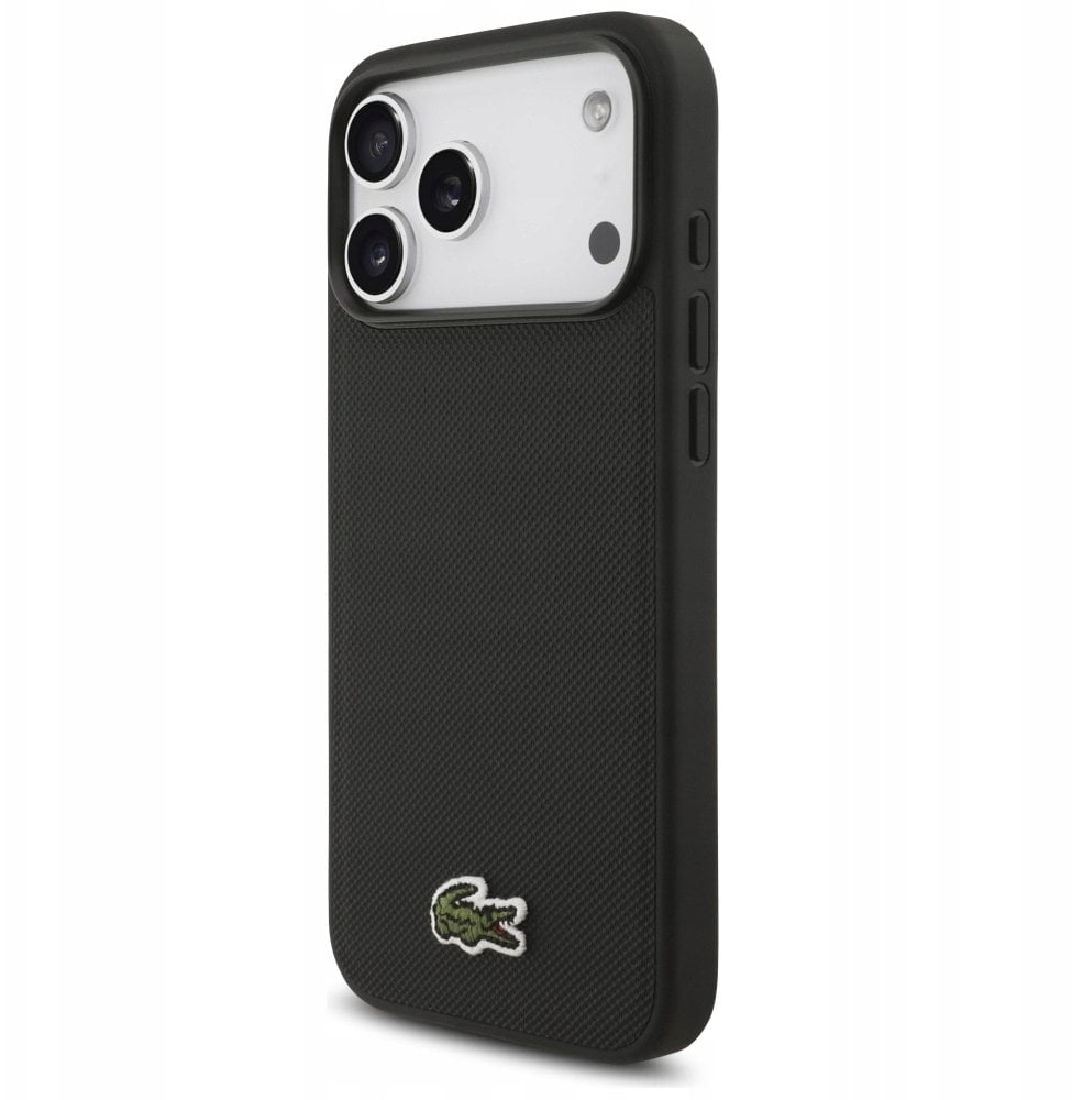 Etui Lacoste Iconic Petit Pique Woven Logo MagSafe do iPhone 17 Pro Max czarny