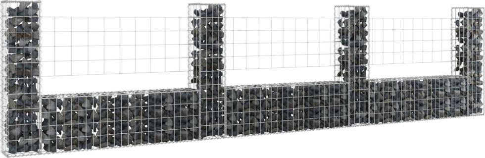 vidaXL Ogrodzenie gabionowe z 4 słupkami, żelazo, 380x20x100 cm!