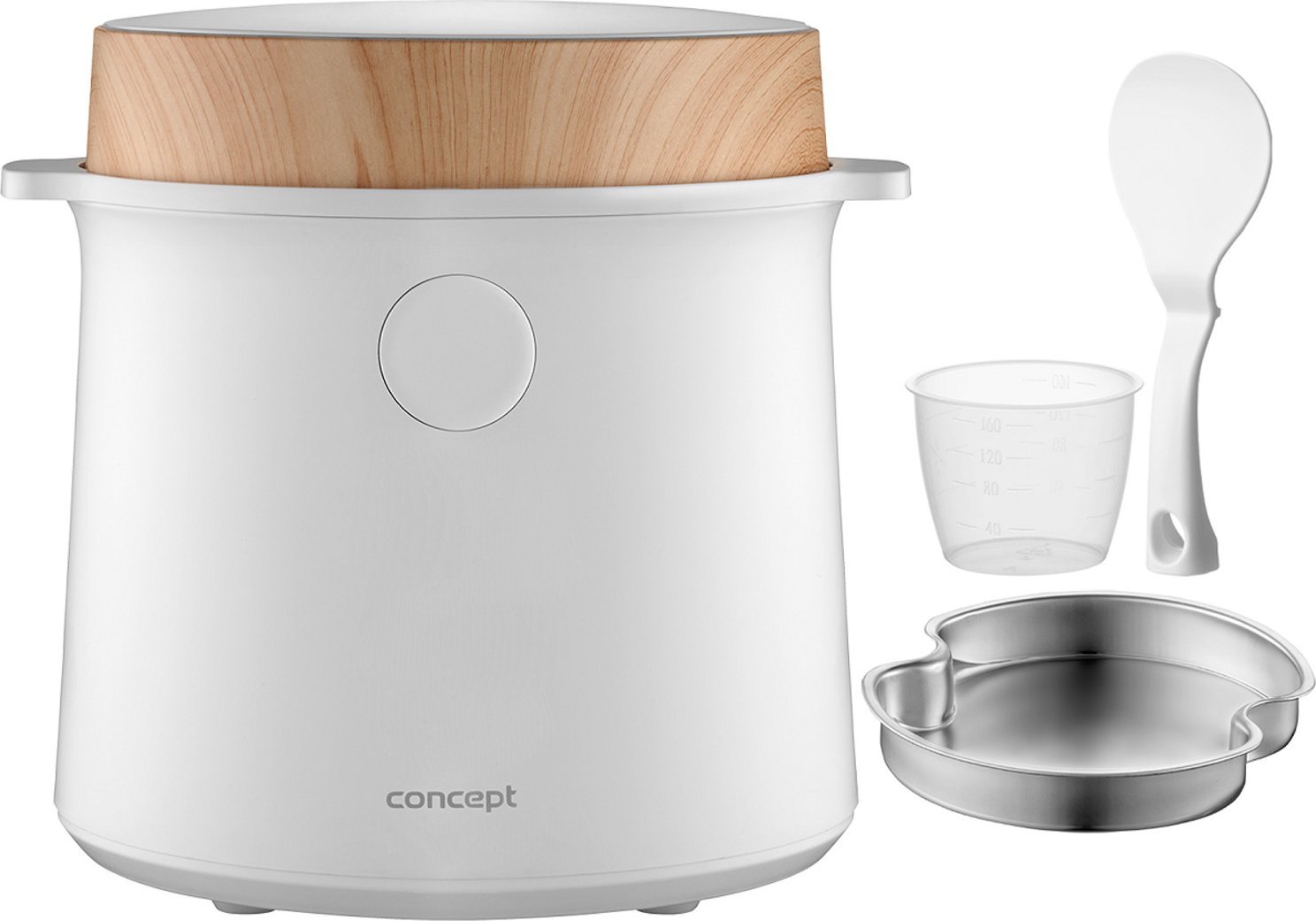 Ryżowar 1,5 l biały, dekor z drewna CONCEPT RE3030