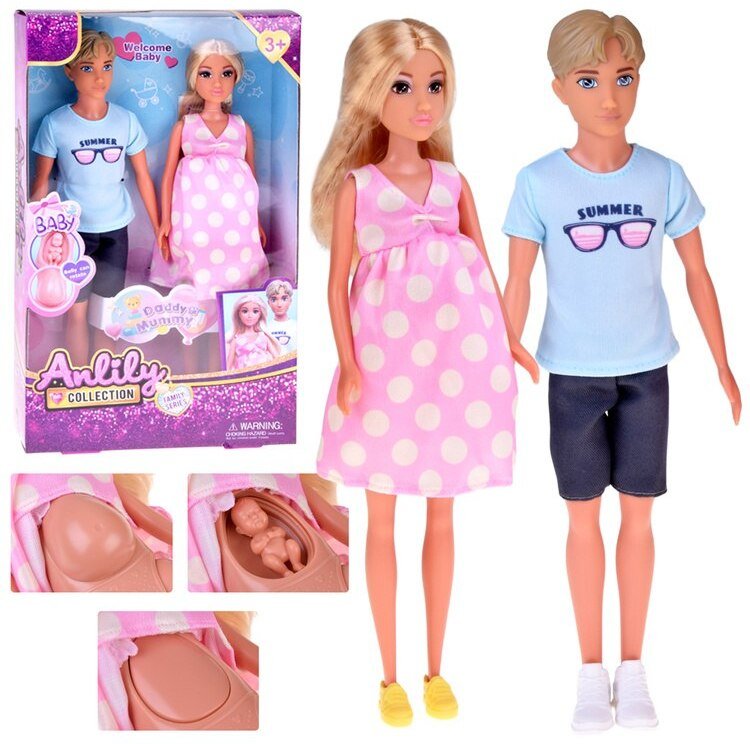 Zestaw rodzina lalek tata mama lalka w ciąży bobas noworodek ZA5700 EDUKAMP