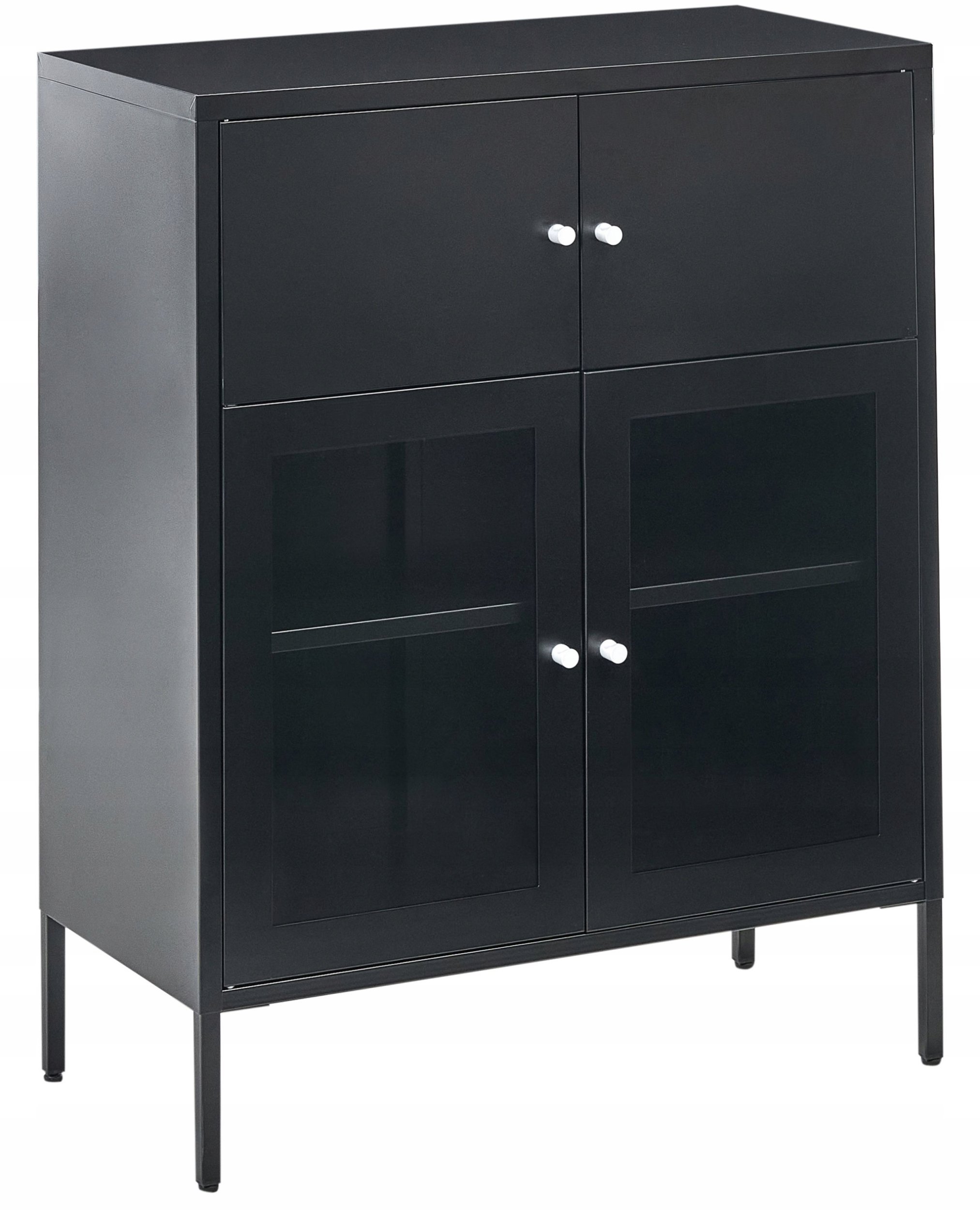 Szafka ze szklanymi drzwiami ESHOLT Metal 80 cm Czarny