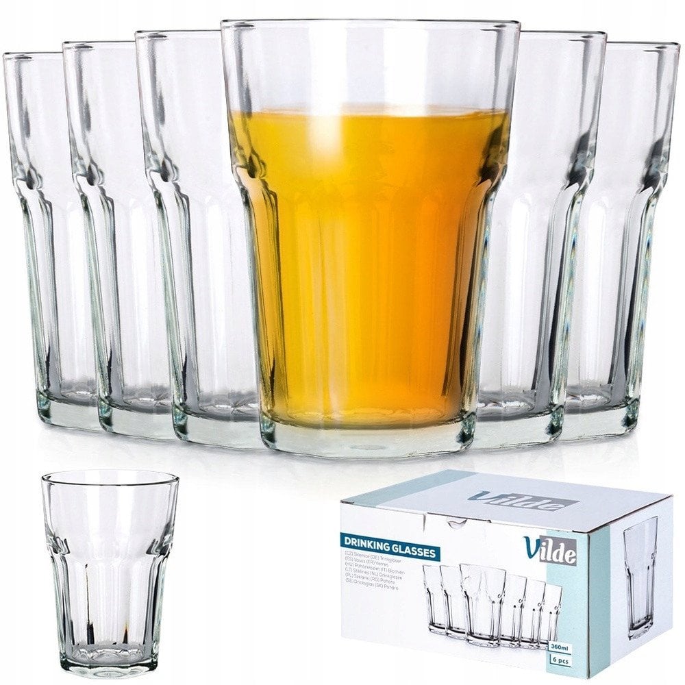 Zestaw Szklanki Kubki do Napojów Soku Wody VILDE 360 ml 6 szt.