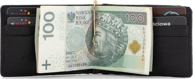 Belveder Portfel Męski Slim z Klipsem Czarny BW58