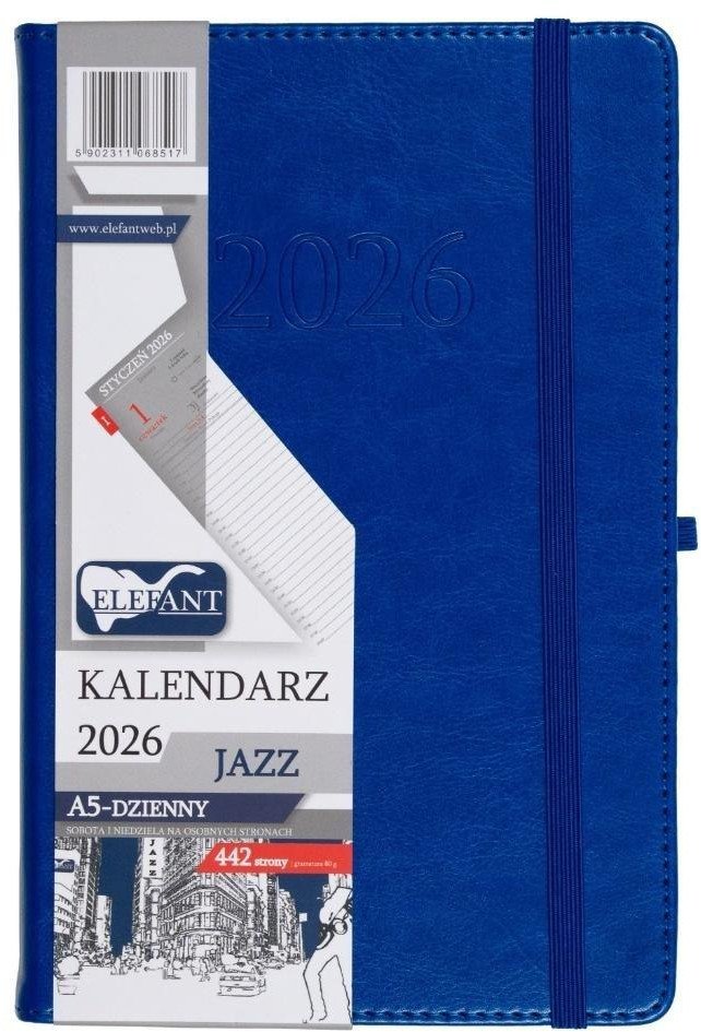 Kalendarz 2026 A5 dzienny Jazz niebieski