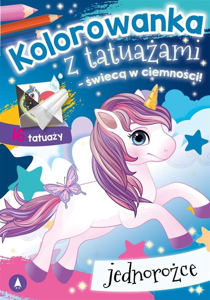 Kolorow.z tatuaż.świecą w ciemn.! Jednorożce 76110
