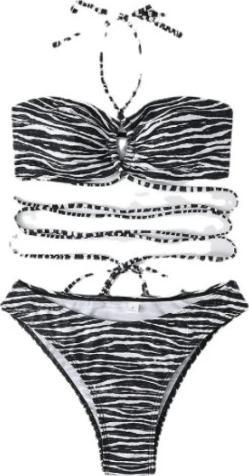 Pan i Pani Gadżet Strój kąpielowy bikini wiązany bandeau zebra