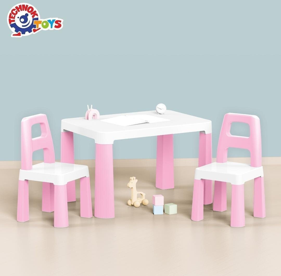 Stół dziecięcy różowy z dwoma krzesełkami