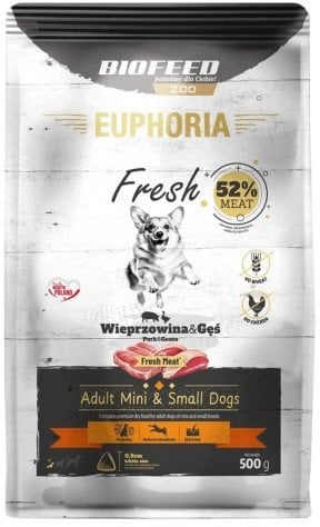 BIOFEED Euphoria fresh meat adult wieprzowina/gęś xs/s 0,5kg