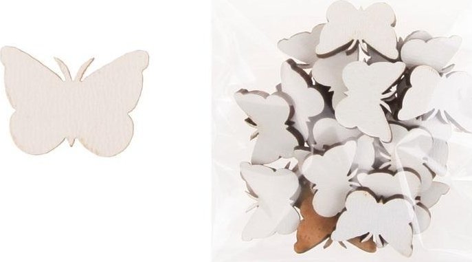 Dekoracja drewniana 24szt Motyl średni