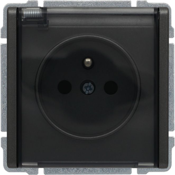 KOS Gniazdo hermetyczne KOS66 pojedyncze z/u IP44 z przesłoną torów i klapką grafitowe (666040)