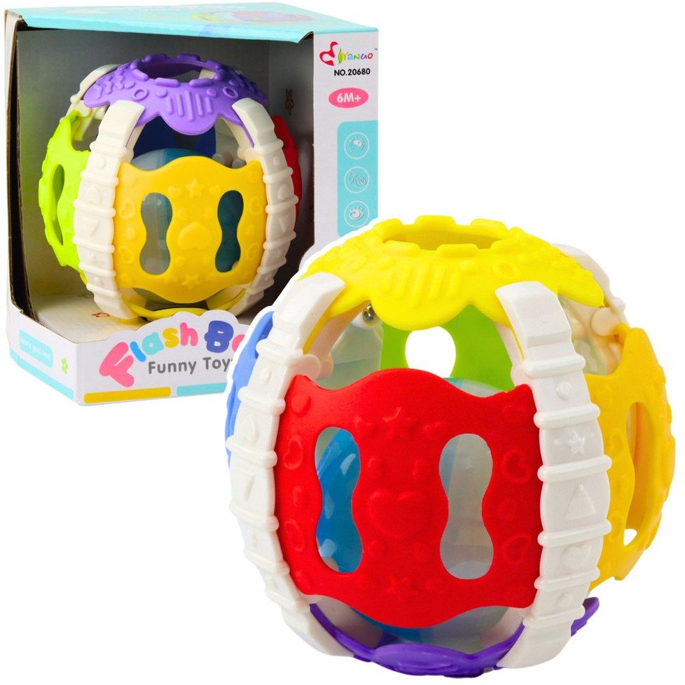 Piłeczka Sensoryczna Dla Niemowląt Gumowa Światła Dźwięki Kolorowa LEAN Toys