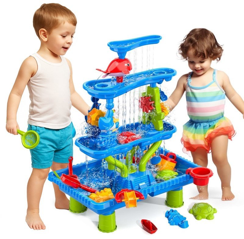 WOOPIE Stolik Wodny 4w1 Piaskownica Wodospad XL 4-Poziomowy Delfin