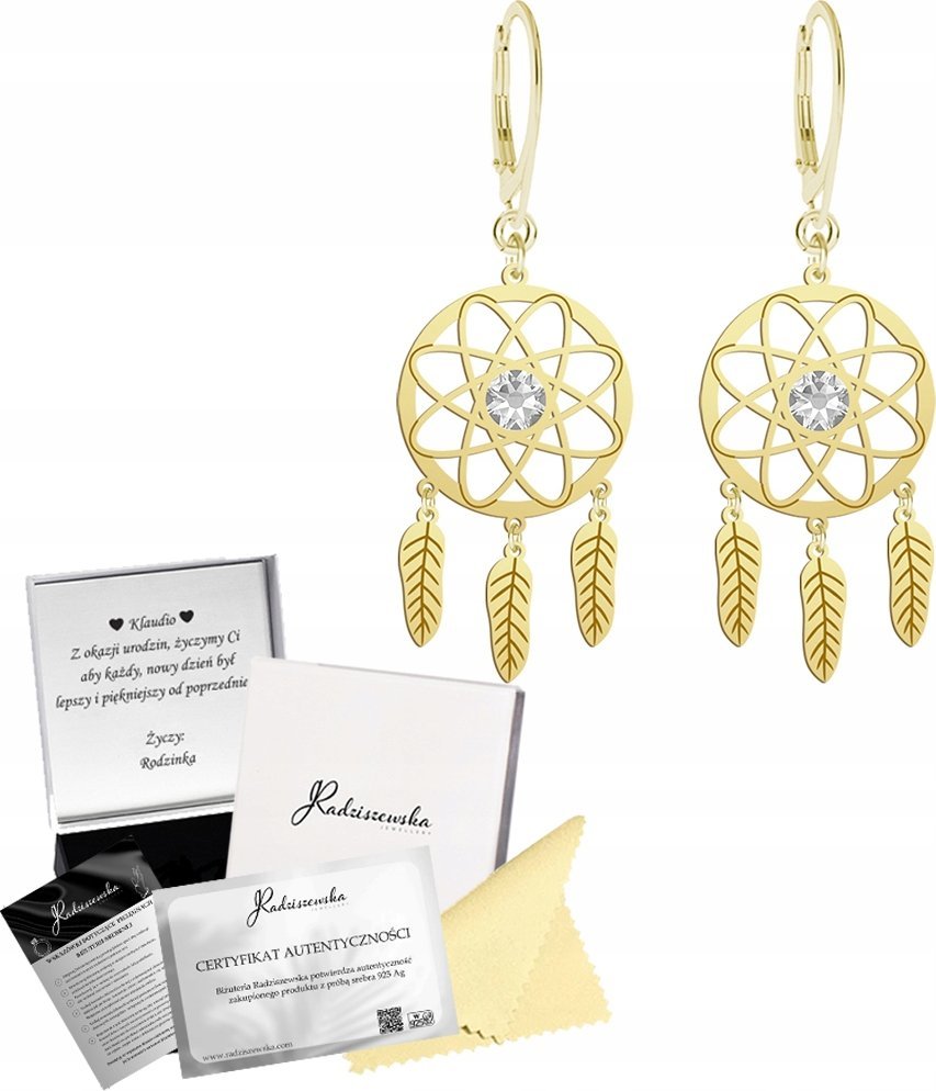 Radziszewska Jewellery Kolczyki Złote Łapacz Snów Biżuteria Prezent Srebro 925 ŻYCZENIA GRATIS